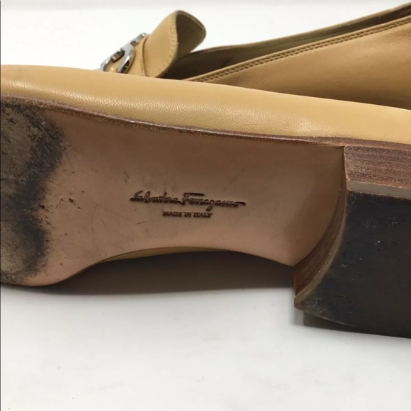 Womens Salvatore Ferragamo Loafers Shoes Leather Tan Size 6 - Picture 9 of 9